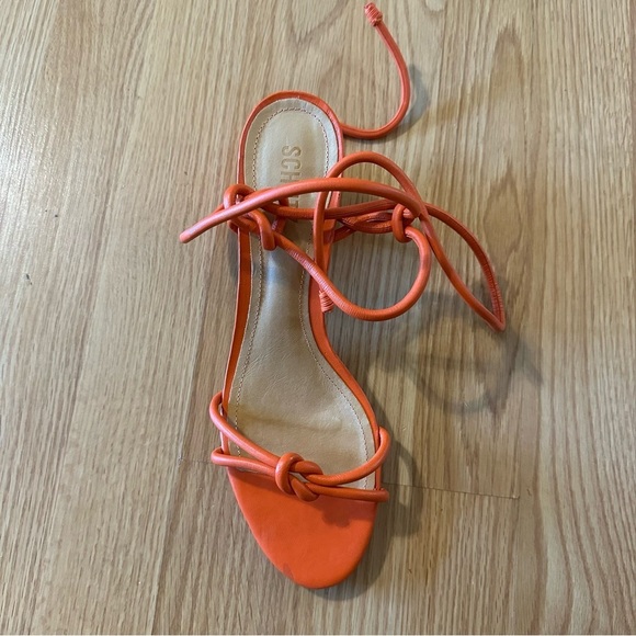 Schutz Nicky Mid Nappa Flame Orange Strappy Leather Sandal Heels right shoe only - Picture 7 of 7